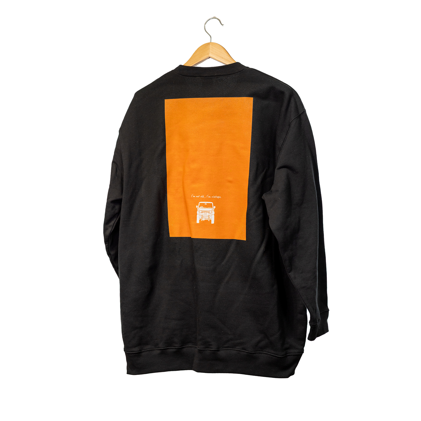 トレーナー 10oz ブラック「I'm not old,I'm vintage.」